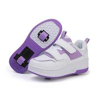 ENEN Zapatillas con Ruedas Niña Niños, Transpirable Zapatos con Ruedas para Niñas Niño, Verano Zapatillas Patines 2 Roues, Multifuncionales Bambas 31 EU-40 EU (Morado,31)