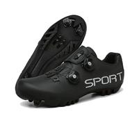 ENEN Zapatillas de Ciclismo para Hombre Mujer, MTB Zapatos Bicicleta de Montaña Compatibles con Look SPD Lock, Blanco Negro Unisex Zapatillas de Bicicleta de Montaña