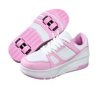 ENEN Zapatos con Ruedas para Niños y Niñas, Zapatillas con 4 Ruedas Rosa, Talla 33 EU