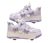 ENEN Zapatos con Ruedas para Niños y Niñas | Zapatillas con 4 Ruedas ,Zapatillas de Skateboard Correr al Aire Libre Retráctil de Patinaje sobre Ruedas Multiusos 2 en 1