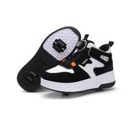 ENEN Zapatos con Ruedas Zapatillas con 2 Ruedas para niños y niña,Zapatillas de Correr al Aire Libre de Patinaje sobre Ruedas multifuncionales en Dos (866 Negro,35)