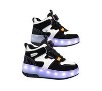 ENEN Zapatos con Ruedas Zapatillas con 2 Ruedas para niños y niña,Zapatillas de Correr al Aire Libre de Patinaje sobre Ruedas multifuncionales en Dos (Negro,31)