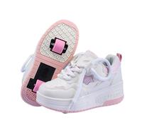 ENEN Zapatos con Ruedas Zapatillas con 2 Ruedas para niños y niña,Zapatillas de Correr al Aire Libre de Patinaje sobre Ruedas multifuncionales en Dos (019 Rosa,36)