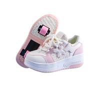 ENEN Zapatos con Ruedas Zapatillas con 2 Ruedas para niños y niña,Zapatillas de Correr al Aire Libre de Patinaje sobre Ruedas multifuncionales en Dos (9912 Rosa,38)