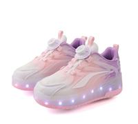 ENEN Zapatos con Ruedas Zapatillas con 2 Ruedas para niños y niña,Zapatillas de Correr al Aire Libre de Patinaje sobre Ruedas multifuncionales en Dos (009 Morado,38)