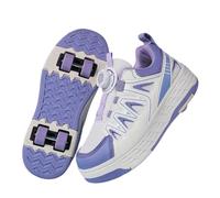 ENEN Zapatos con Ruedas Zapatillas con 4 Ruedas para niños y niña,Zapatillas de Correr al Aire Libre de Patinaje sobre Ruedas multifuncionales en Dos (9939 Morado,30)