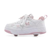 ENEN Zapatos con Ruedas Zapatillas con 4 Ruedas para niños y niña,Zapatillas de Correr al Aire Libre de Patinaje sobre Ruedas multifuncionales en Dos (9952 Rosa,32)