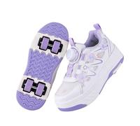 ENEN Zapatos con Ruedas Zapatillas con 4 Ruedas para niños y niña,Zapatillas de Correr al Aire Libre de Patinaje sobre Ruedas multifuncionales en Dos (9933 Morado,32)