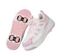 ENEN Zapatos con Ruedas Zapatillas con 4 Ruedas para niños y niña,Zapatillas de Correr al Aire Libre de Patinaje sobre Ruedas multifuncionales en Dos (9939 Rosa,39)