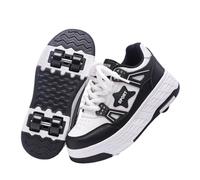 ENEN Zapatos con Ruedas Zapatillas con 4 Ruedas para niños y niña,Zapatillas de Correr al Aire Libre de Patinaje sobre Ruedas multifuncionales en Dos (811 Negro,35)