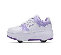 ENEN Zapatos con Ruedas Zapatillas con 4 Ruedas para niños y niña,Zapatillas de Correr al Aire Libre de Patinaje sobre Ruedas multifuncionales en Dos (2609 Morado,40)