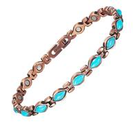 EnerCoppeX Tobillera magnética 3500 Gauss para mujer, 99,99% cobre puro, diseño clásico de amor, significando belleza y amor, 24.5 cm, Acero inoxidable