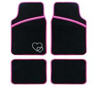 Enerfero Alfombrillas Coche,Juego Alfombrillas Coche Goma Universales Alfombra de Moqueta para Vehículo, Antideslizantes 4 Piezas,Delanteras 64x44 cm, traseras 43x30 cm,Rosa