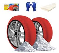 ENERFERO Cadena de nieve textil para neumaticos 2Pcs Talla XS - XXL Facil de Facil de instalar,Maxima distancia hasta 120 Kilometro (XXL),Cert. EN16662-1