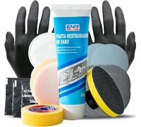 Enerfero Pulir Faros Coche+ líquido Protector,Kit Pulido reparación con Adaptador Taladro, Pasta limpiadora Potente Adecuado para Todos los Faros Amarillos Oscuros Desgastados. (60g)
