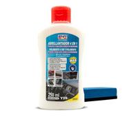 Enerfero renovador plasticos Coche -Limpieza Coche-Limpia salpicaderos Coche- Limpiador y Protector multifunción-Abrillantador de neumáticos 250 ml + Esponja Fórmula a Base de Agua