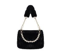Energather Bolso Bandolera Pequeño para Mujer, Borsa a Tracolla in Pelouche per Donne, Borse a Tracolla Quadrangolari con Accessori in Perle, Bolso Mujer Clutch per Feste e Matrimoni, negro.