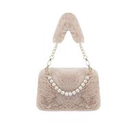 Energather Bolso Bandolera Pequeño para Mujer, Borsa a Tracolla in Pelouche per Donne, Borse a Tracolla Quadrangolari con Accessori in Perle, Bolso Mujer Clutch per Feste e Matrimoni,Kachi