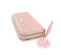 Energather Cartera para mujer, de gran capacidad, de piel sintética, con doble cremallera, para tarjetas de crédito, con 12 ranuras para tarjetas, Rosa., medium, Casual
