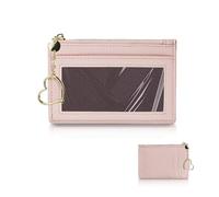 Energather Cartera Tarjetero Mujer, PU Cuero Tarjetero Pequeño de Crédito Minimalista con Cremallera en Forma de Corazón, Múltiples Ranuras Pequeños Billetera Mujer para el Trabajo