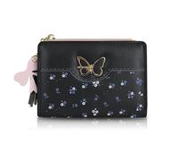 Energather Carteras pequeñas para mujer, de piel sintética, monedero para mujeres y niñas, cartera de moda para mujer con mariposa de metal para viajes, compras, citas, Black, S, Casual