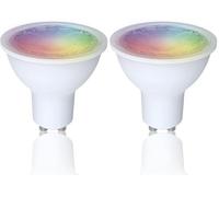 energeeks - Bombilla Inteligente LED - Multicolor RGB - Casquillo GU10-5W - 400 Lúmenes - Temperatura Ajustable - Wifi + Bluetooth - Compatible con Alexa y Google (Paquete de 2)