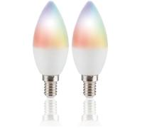 Energeeks - Bombilla Inteligente LED - Multicolor RGB - Formato Vela - Casquillo E14-5W - 470 Lúmenes - Temperatura Ajustable - Wifi + Bluetooth - Compatible con Alexa y Google (Paquete de 2)