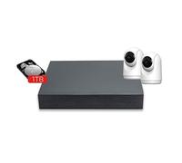 Energeeks - Grabador NVR - 2 Cámaras de Interior Incluidas - 8 Canales - Disco Duro de 1TB - Grabación 24/7 - para Instalación Sin Cables - Control Total - Fácil Instalación