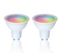 Energeeks - Pack 2 Bombillas Inteligentes LED - Multicolor RGB - Casquillo GU10-5W - 400 Lúmenes - Temperatura Ajustable - Wifi + Bluetooth - Compatible con Alexa y Google