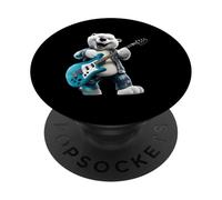 Energetic Polar Bear Rocker Tocando la Guitarra eléctrica PopSockets PopGrip Adhesivo