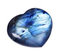 energético en forma de corazón - Piedra de hojaldre de labradorita, gema de meditación curativa suave, natural de bolsillo de la suerte | Elegante Equipo De Bienestar Espiritual Para Co