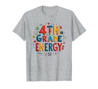 Energía de 4to Grado: diversión Escolar en la era de mi Cuarto Grado Camiseta, Hombre, Gris Jaspeado, 3XL