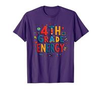 Energía de 4to Grado: diversión Escolar en la era de mi Cuarto Grado Camiseta, Hombre, Morado, 3XL