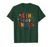 Energía de 4to Grado: diversión Escolar en la era de mi Cuarto Grado Camiseta, Hombre, Verde Bosque, XL