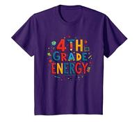 Energía de 4to Grado: diversión Escolar en la era de mi Cuarto Grado Camiseta, Niños, Morado, 10 años