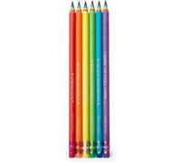 Energía - Juego de 6 lápices HB arco iris con frases inspiracionales y goma en la base ㅤ