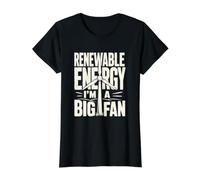 Energía Renovable Gran Ventilador Ambientalista Ecológico Broma Camiseta gráfica económica, Mujer, Negro, M