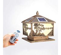 Energía Solar al Aire Libre llevó la lámpara de la Columna Patio Pared Pilar luz Villa Impermeable IP54 farola Europea Retro terraza Pasillo Aluminio Poste Linterna con Control Remoto