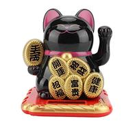 Energía Solar, Bienvenida, Ondeando, Haciendo Señas, Fortuna, Gato De La Suerte, Lindo Gato Ondulante, Tiendas Para El Hogar, Decoración Del Coche(Negro)