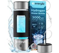 Energilz Botella de agua de hidrógeno | Generador de botella de agua de hidrógeno grande de 480 ml, 3000 ppb, máquina de hidrogenación, generador ionizador hidrogenado SPE/PEM (acero con negro)
