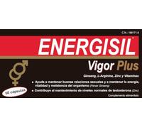 Energisil Vigor Plus - 60 Cápsulas con Ginseng, L-Arginina, Vitaminas y Zinc - Complemento Alimenticio para la Vitalidad y el Rendimiento Sexual Masculino