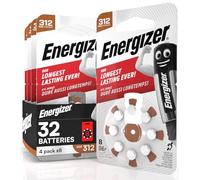 Energizer - 32 pilas acústicas para audífonos, tamaño 312, color marrón, 4 blísteres de 8 pilas