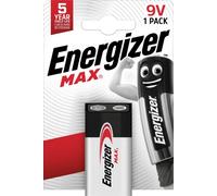 Energizer - Alkaline Max, Pack de 1 pila 9V, pilas alcalinas básicas con el DOBLE de duración para uso cotidiano e industrial, sin sulfataciones y con 5 años de vida útil
