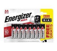 Energizer Alkaline Max - Pack De 8+4 Pilas Alcalinas Max Aa, color Blanco, 300 g