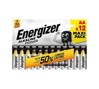 Energizer - Alkaline Power, Pack de 12 Pilas AA 1,5V, Larga duración para Uso Cotidiano, sin sulfataciones ycon hasta 10 años de vida útil