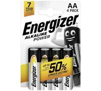 Energizer - Alkaline Power, Pack de 4 Pilas AA 1,5V, Larga duración para Uso Cotidiano, sin sulfataciones y con hasta 10 años de vida útil