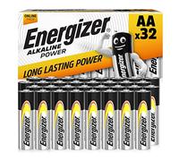 Energizer Alkaline Power - Pilas AA (Paquete de 32) - 1,5V Baterías Alcalinas - para Aparatos Domésticos y Electrónicos - Embalaje 100% reciclable - 7 años de Vida útil [Exclusivo en Amazon]