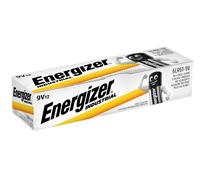 Energizer Max - Industrial, Pack de 12 pila 9V, pila alcalinas básicas de larga duración para uso cotidiano e industrial, sin sulfataciones y con 10 años de vida útil