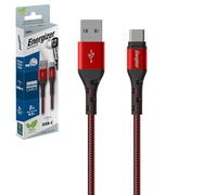 Energizer C520CKRD USB-A to USB-C Cable, 2 Meters - Red and Black