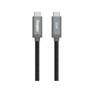 Energizer - Cable USB-C a USB-C - PD de carga rápida 60 W - Tipo C de nailon trenzado compatible con iPhone 15 Plus Galaxy S23 Ultra Plus S22 (2M) - Negro